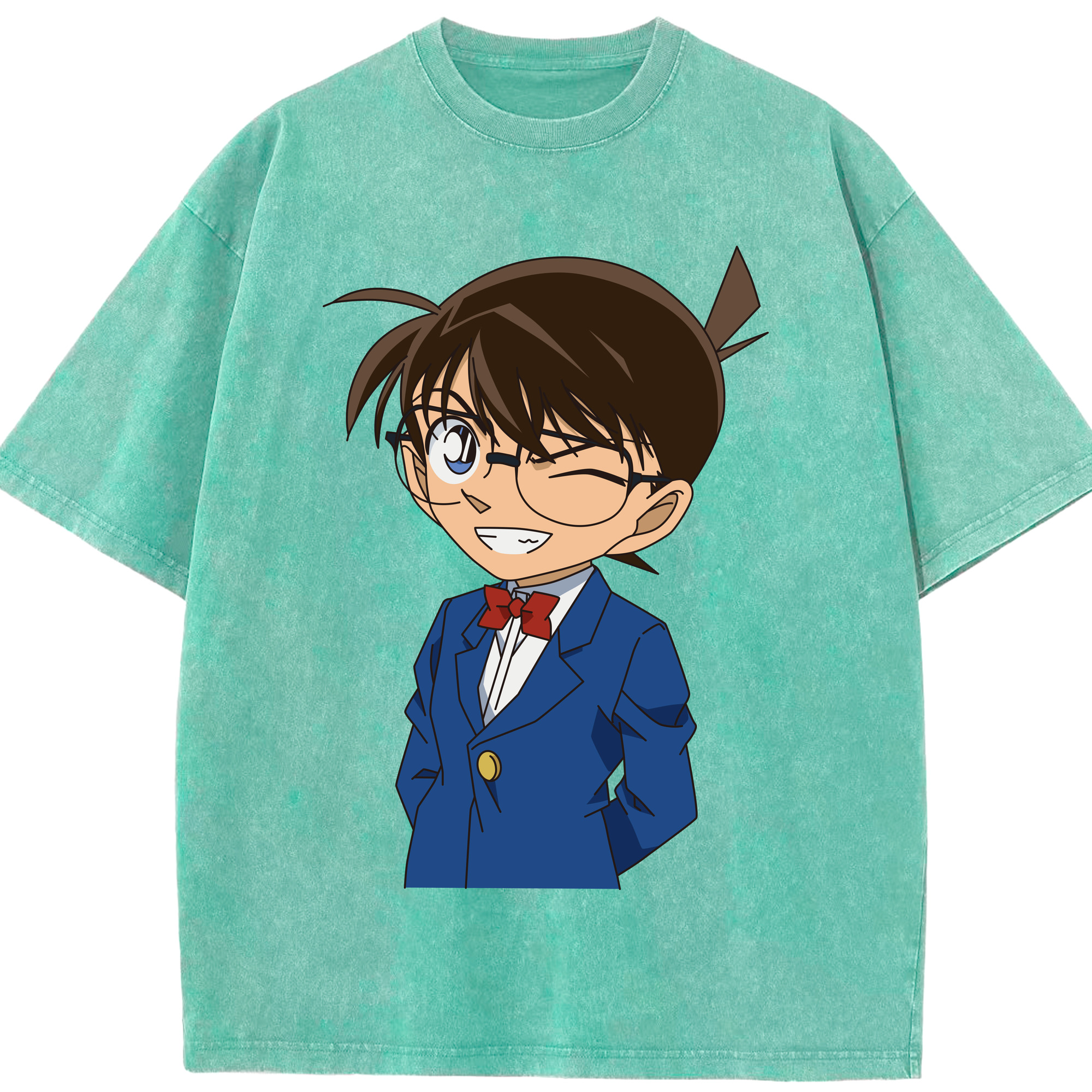 （画像用） 名探偵コナン 江戸川 コナン Detective Conan Conan Edogawa 綿100% ヴィンテージ風 半袖Tシャツ（フロントプリント）
